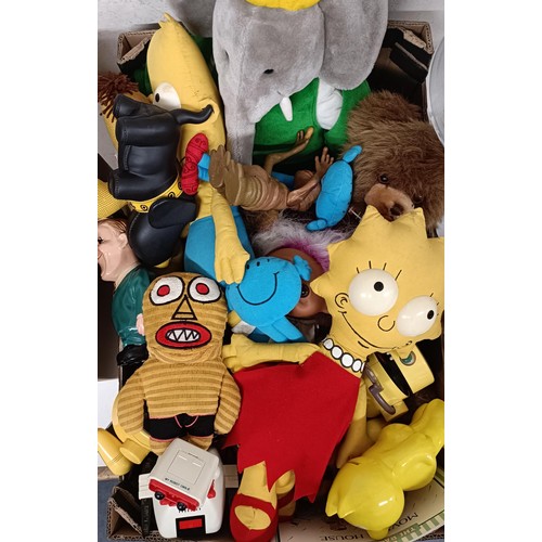 421 - A 1990s Bart Simpson doll, by Matt Groening, a Lisa Simpson doll and assorted other toys (box)