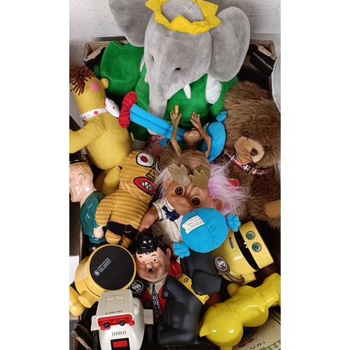 421 - A 1990s Bart Simpson doll, by Matt Groening, a Lisa Simpson doll and assorted other toys (box)