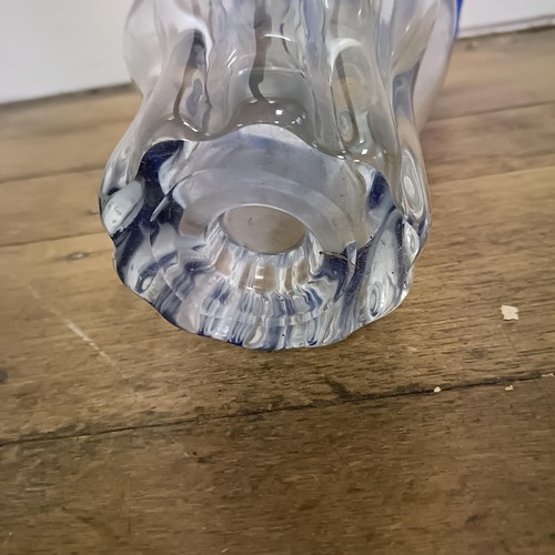 427 - A blue and clear Art glass vase, 27 cm diameter