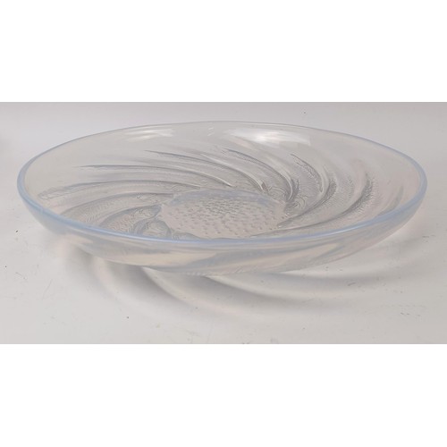 429 - A Lalique opaque glass Poissons charger, etched R Lalique, France, 30 cm diameter