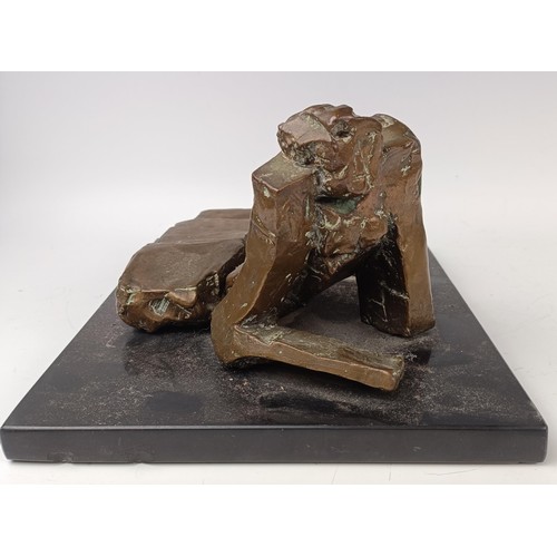 431 - A Zack Zaltman bronze figure, on a black base, 29 cm wide