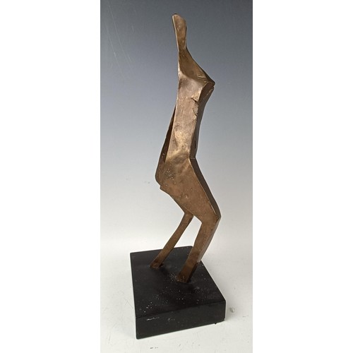 432 - A Zack Zaltman bronze figure, Step, 1975, 1/4, on a black base, 48 cm high