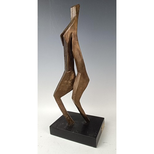 432 - A Zack Zaltman bronze figure, Step, 1975, 1/4, on a black base, 48 cm high