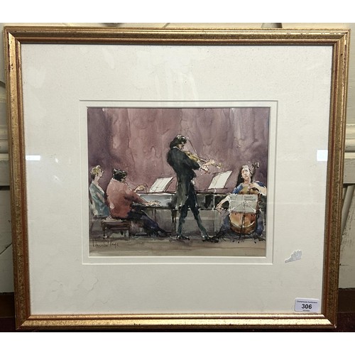 306 - Denis Page, Piano Trio, watercolour, signed, 24 x 27 cm