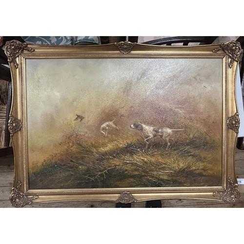 318 - C Jenner, hunting dogs, oil on canvas, signed, 52 x 75 cm