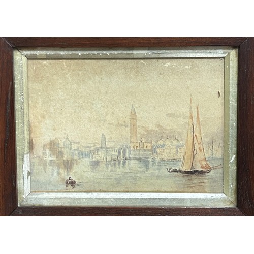 320 - Continental school, Venice, watercolour, 18 x 11 cm, its pair, and a landscape, watercolour, 36 x 26... 