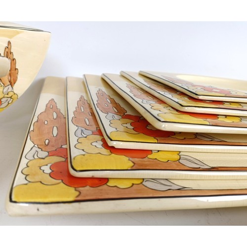 400 - A Clarice Cliff Biarritz extensive dinner service, comprising two tureens, 20 cm wide, six two handl... 