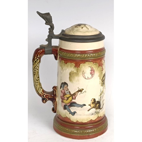 407 - A G F Schutzt novelty stein, decorated gnomes and insects, 20 cm high