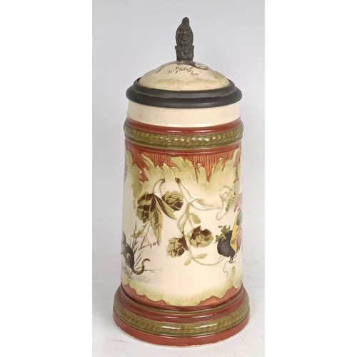 407 - A G F Schutzt novelty stein, decorated gnomes and insects, 20 cm high