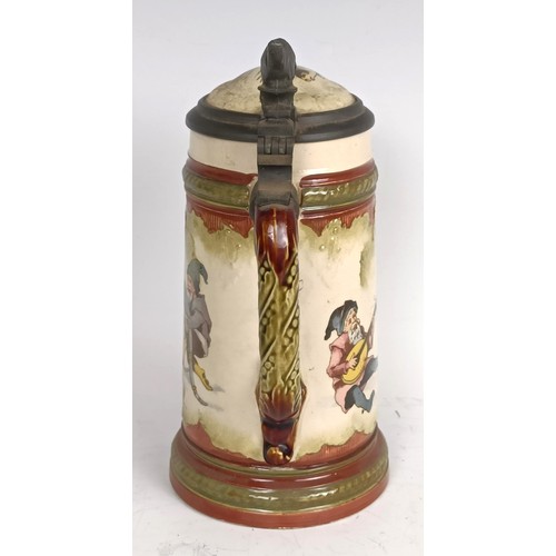 407 - A G F Schutzt novelty stein, decorated gnomes and insects, 20 cm high