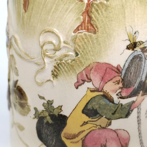 407 - A G F Schutzt novelty stein, decorated gnomes and insects, 20 cm high