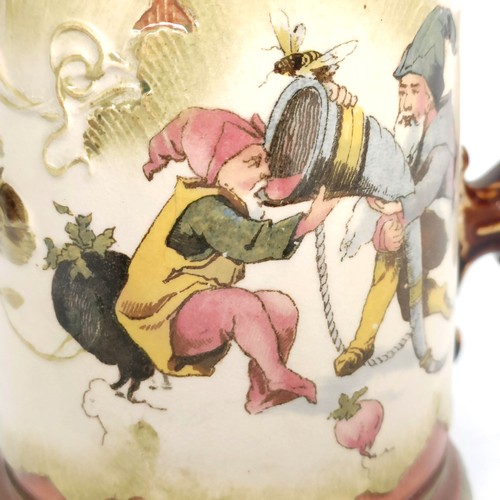 407 - A G F Schutzt novelty stein, decorated gnomes and insects, 20 cm high