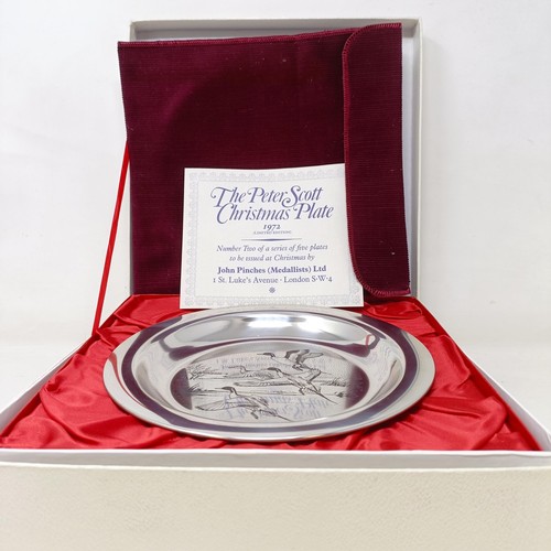 441 - A Sir Peter Scott silver collectors Christmas plate, London 1972, 6.1 ozt, boxed with a certificateP... 