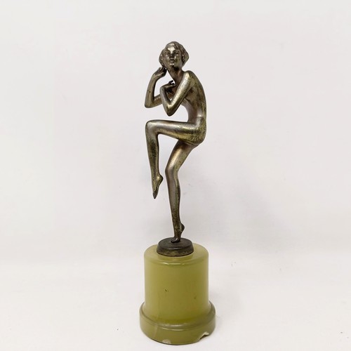 409 - A Lorenzl bronze figure of a lady, on an onyx base, 15 cm high