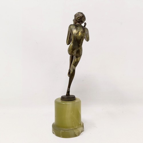 409 - A Lorenzl bronze figure of a lady, on an onyx base, 15 cm high