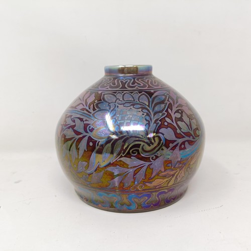 416 - A Pilkingtons Royal Lancastrian lustreware vase, decorated flowers, William Salter Mycock, 1923, 13 ... 