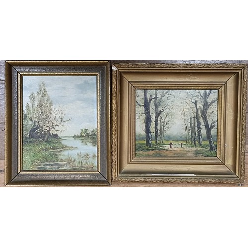 323 - 20th century, English school, landscape, 30 x 22 cm, and another, 27 x 21 cm (2)