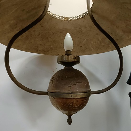 626 - A brass wall hanging light, 55 cm diameter