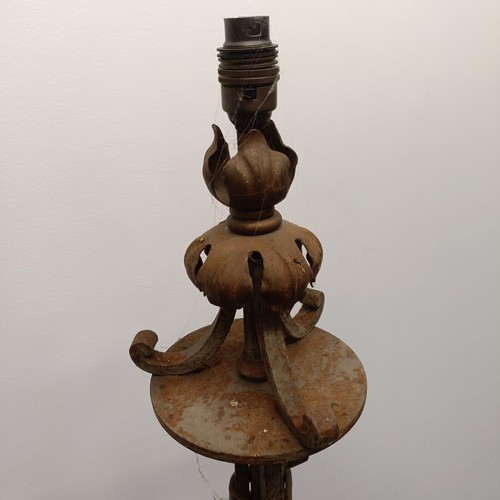 627 - A wrought iron painted standard lamp, 104 cm high