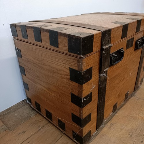 686 - An oak and metal silver chest, 81 cm wide