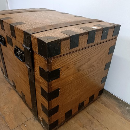 686 - An oak and metal silver chest, 81 cm wide