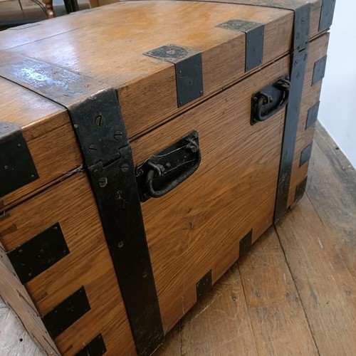 686 - An oak and metal silver chest, 81 cm wide