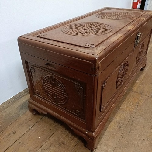 690 - A Chinese camphorwood chest, 93 cm wide