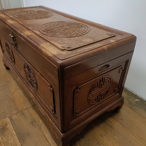 690 - A Chinese camphorwood chest, 93 cm wide