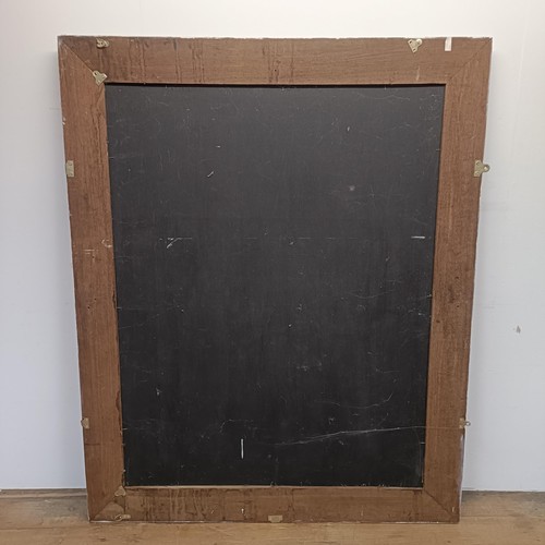 697 - A large limed oak framed wall mirror, 163 x 132 cm