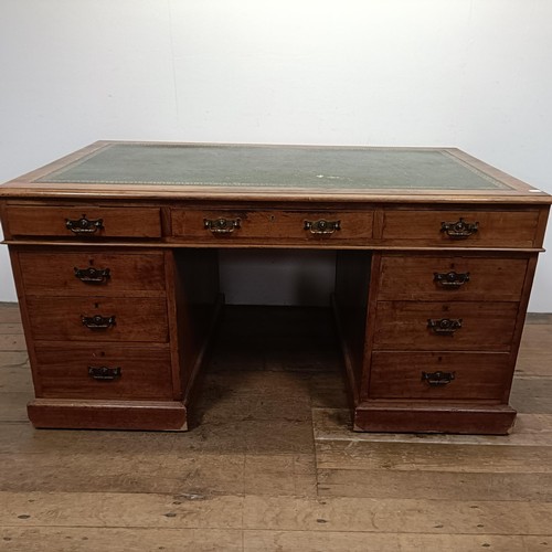 709 - An early 20th century mahogany partners desk, by Maple & Co, stamped to drawer, 156 cm wide