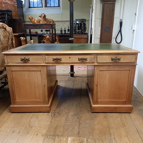 709 - An early 20th century mahogany partners desk, by Maple & Co, stamped to drawer, 156 cm wide