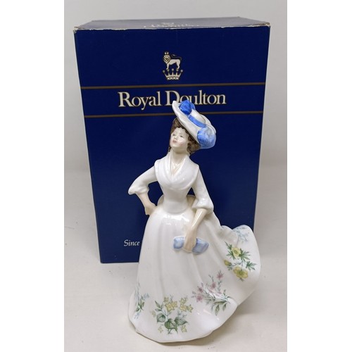 594 - Five Royal Doulton figures, boxed, a canteen of cutlery, and assorted other items (3 boxes)