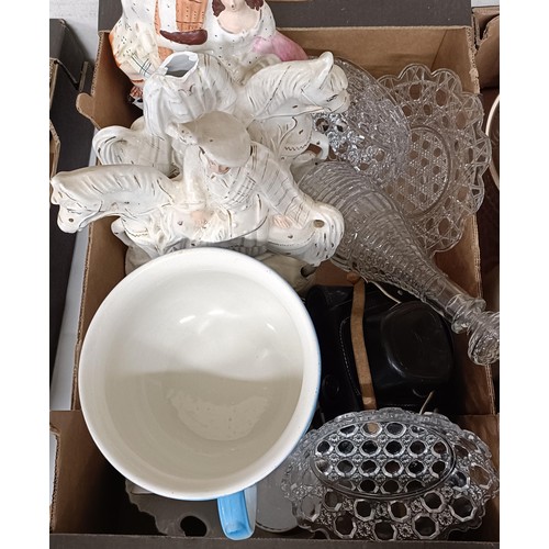 547 - A silver plated teapot, assorted silver plate, ceramics and other items (5 boxes)