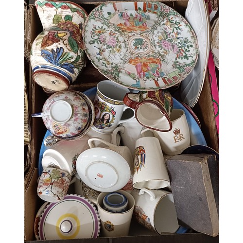 547 - A silver plated teapot, assorted silver plate, ceramics and other items (5 boxes)