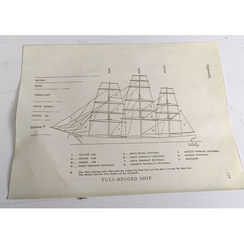 569 - A model of a three masted sailing ship, in a glass case, 74 cm wide