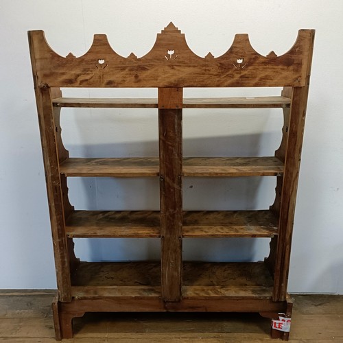 725 - A walnut bookcase, with carved decoration, 97 cm wide