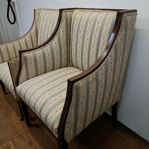 740 - A matched pair of mahogany framed armchairs (2)