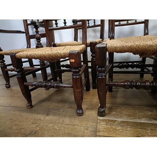 748 - A set of seven Country made elm dining chairs (6+1)