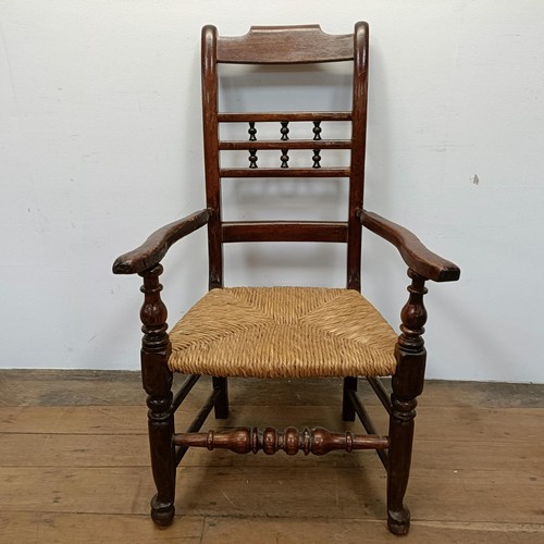 748 - A set of seven Country made elm dining chairs (6+1)