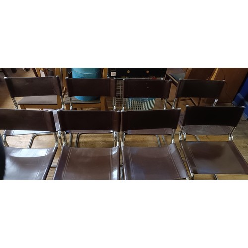 473 - A set of eight chrome and leather dining chairs (8)