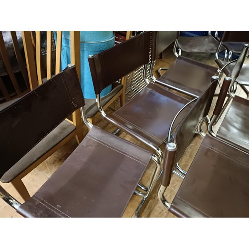 473 - A set of eight chrome and leather dining chairs (8)