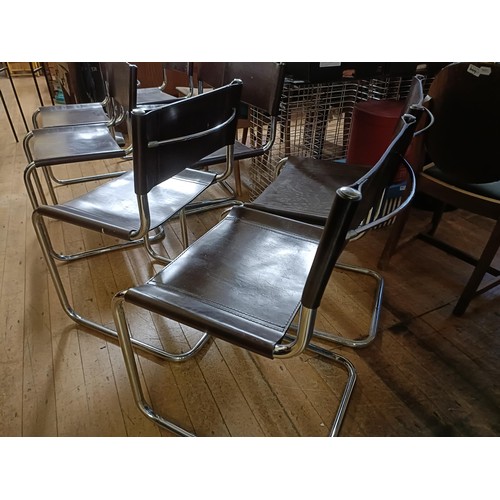 473 - A set of eight chrome and leather dining chairs (8)