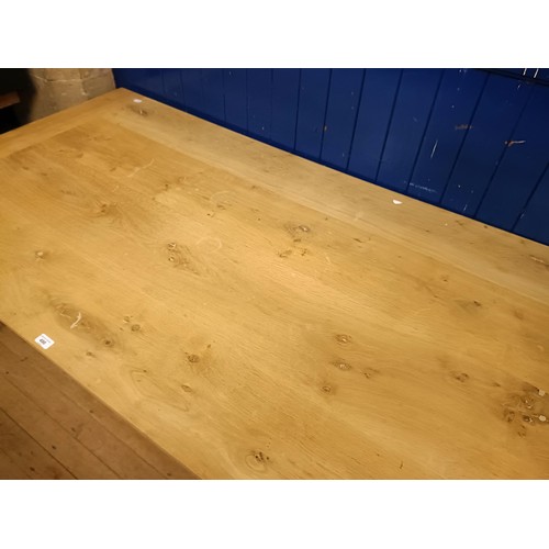 490 - Terence Conran for Habitat, a kitchen table with a solid oak top, on a painted metal base, the top 9... 