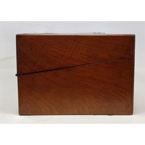 624 - A mahogany and brass bound writing box, 46 cm wide, a set of three wall lights, and three prints