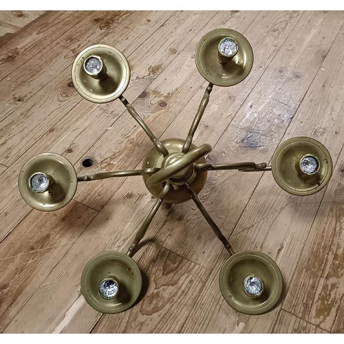 634 - A brass Dutch style six branch chandelier, 45 cm diameter (box)