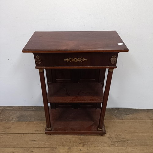 774 - A 19th century French console table, the column supports with gilt metal mounts, 58 cm wide