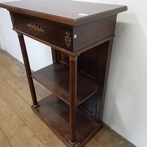 774 - A 19th century French console table, the column supports with gilt metal mounts, 58 cm wide