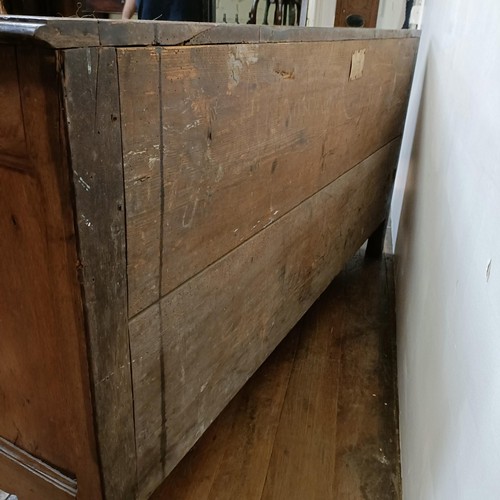 778 - A 19th century French inlaid oak dresser, having three drawers and three cupboard doors, 194 cm wide