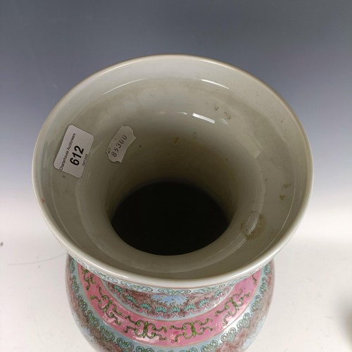 612 - A Chinese vase, decorated flowers, 61 cm high