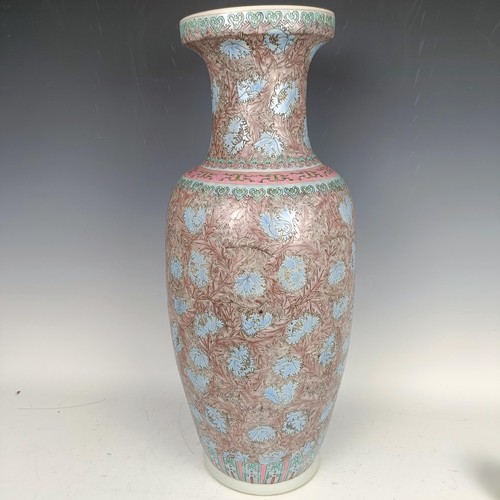 612 - A Chinese vase, decorated flowers, 61 cm high